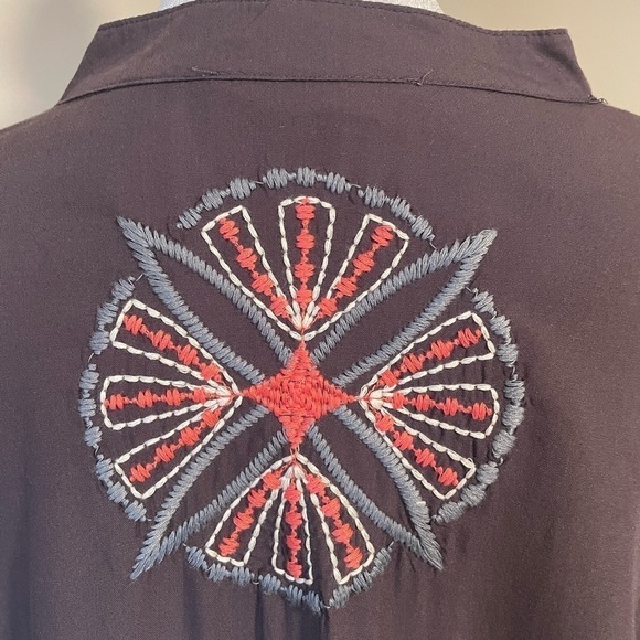 Luna Moon Womens Embroidered Gray Tunic Size Large Boho, oversized, festival - Picture 4 of 8